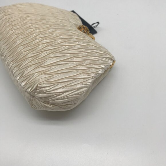 Morgan Taylor Ruched Ivory Satin Evening Crossbody - Picture 7 of 11
